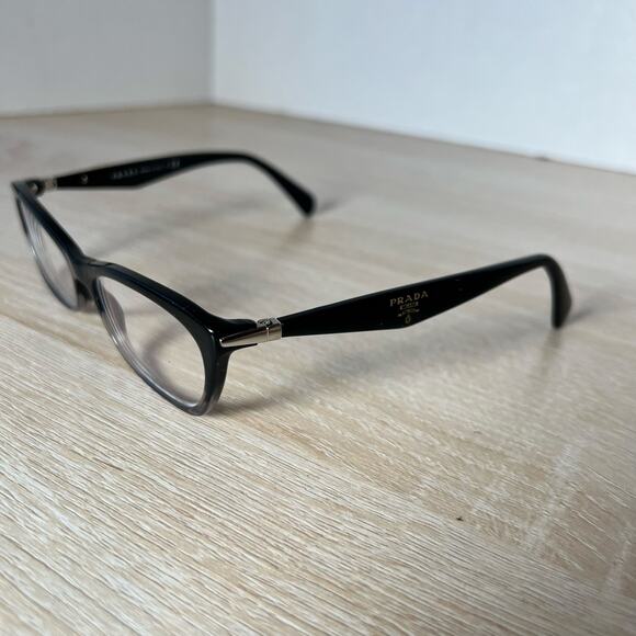 Prada VPR 15P ZYY-1O1 Eyeglasses Cat Eye Black Frames 53-16-135 Made in Italy - Picture 3 of 8